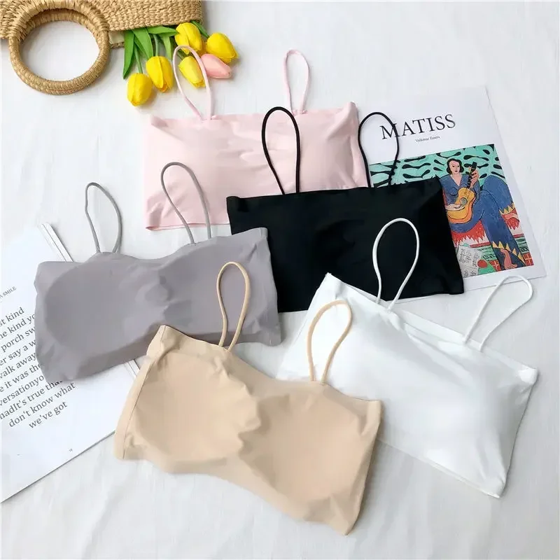 مثير رفع حمالات الصدر للنساء الحرير الجليد المحاصيل الأعلى سلس حبال صديرية دائرية أكمام بروتيل الملابس الداخلية السيدات العشير Bralette