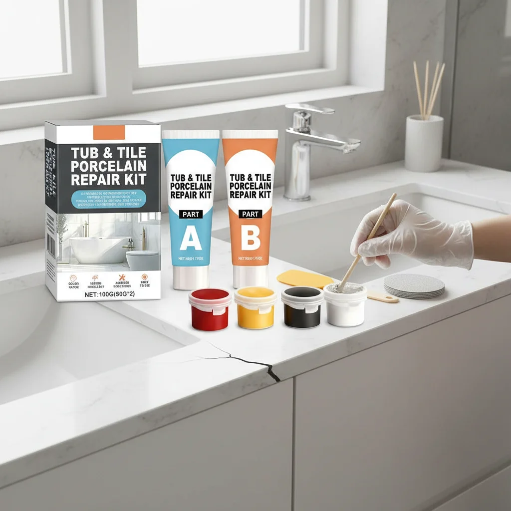 Tub And Tile Porcelain Repair Kit 100g AB Adhesive Paste For Bathtub Crack Chip Shower Sink Marble Repair With Coloring Pigments