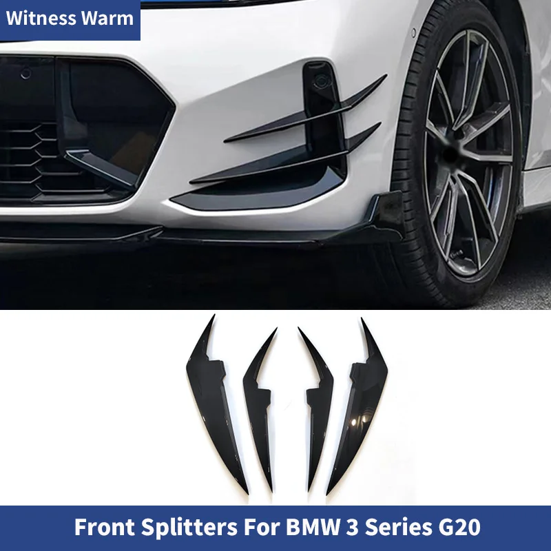 Car Front Bumper Splitters Spoiler for Bmw 3 Series G20 G28 LCI 2023+ ABS black Front Air Knife Wind Knife