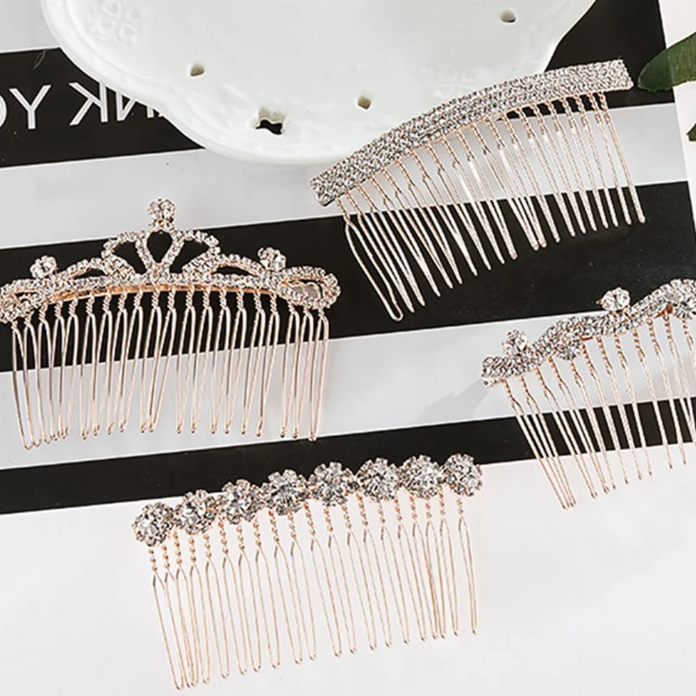 

4Pcs Rhinestone Hair Comb Sunflower Bang Insert Elegant Wedding Party Women Hair Accessories Headdress Rhinestone Headdress