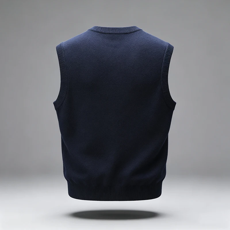 Herren V-Ausschnitt Strickweste, einfarbig, ärmellos, Pullover, schmal geschnitten, weich, warm, Strickweste, Basic, lässig, für den Alltag, Herren-Sweaterweste – Detail 16