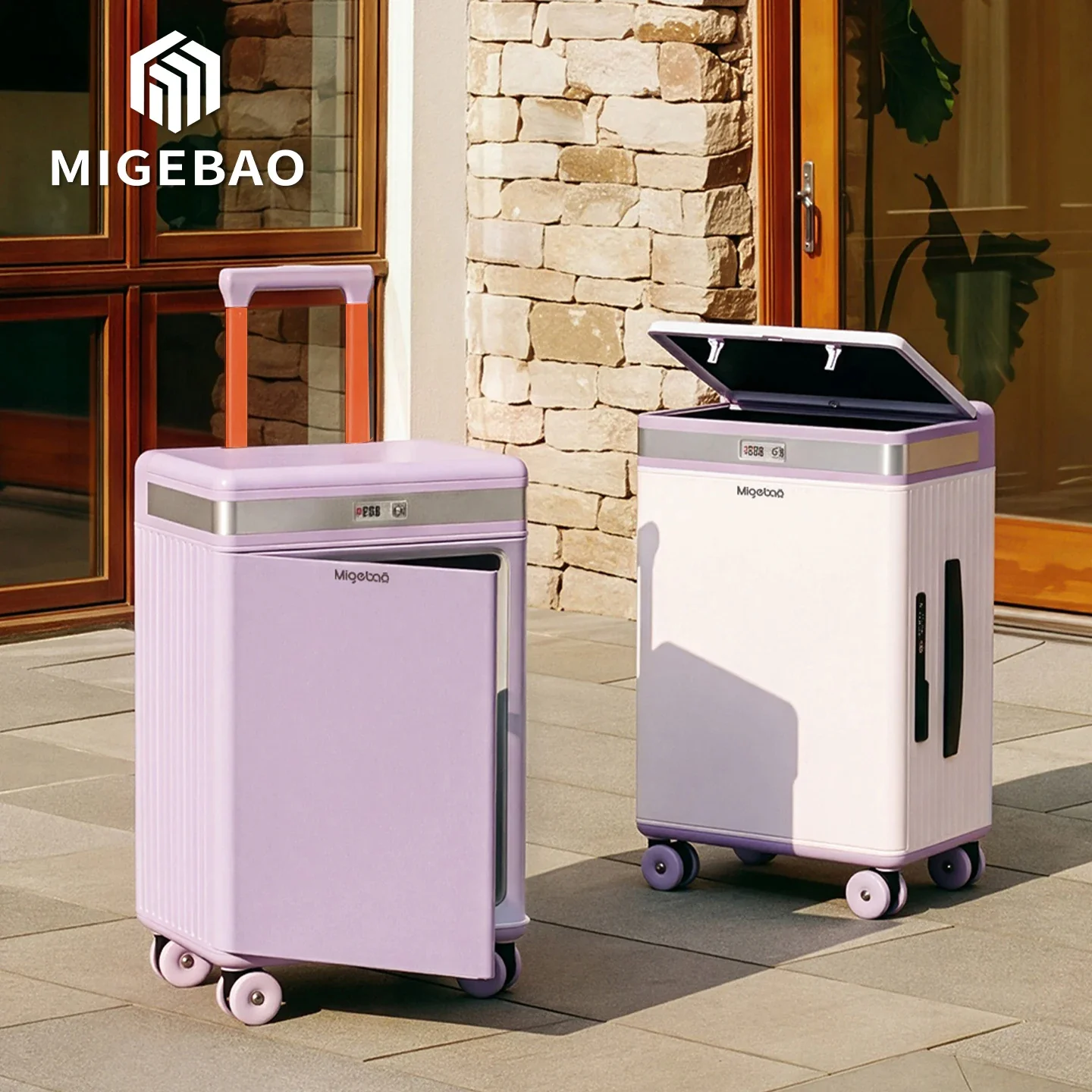 Stylish Women Carry On Suitcase, Multifunctional Trolley Luggage with Top & Side Opening, Makeup Storage Travel Case