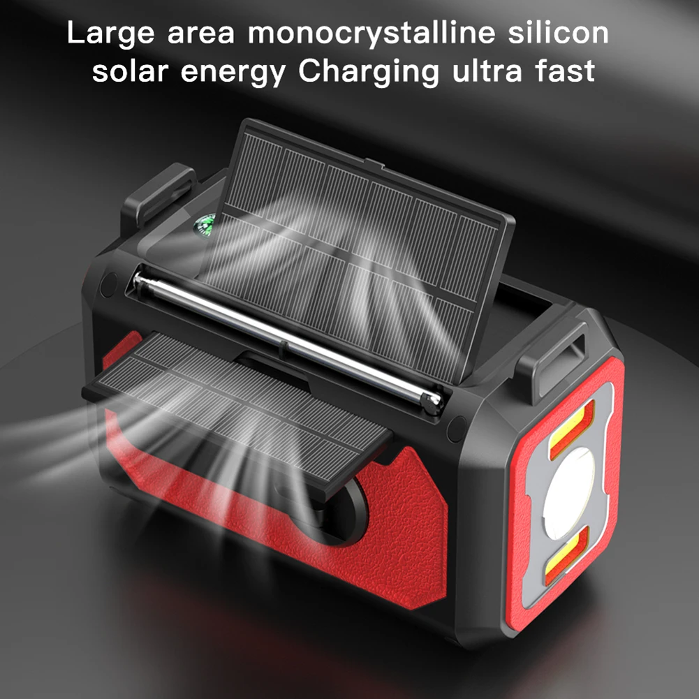 

12000mAh AM/FM/NOAA Weather Radio with 2Solar Panels Solar Hand Crank Portable Emergency Radio Flashlight Reading Lamp SOS Alarm