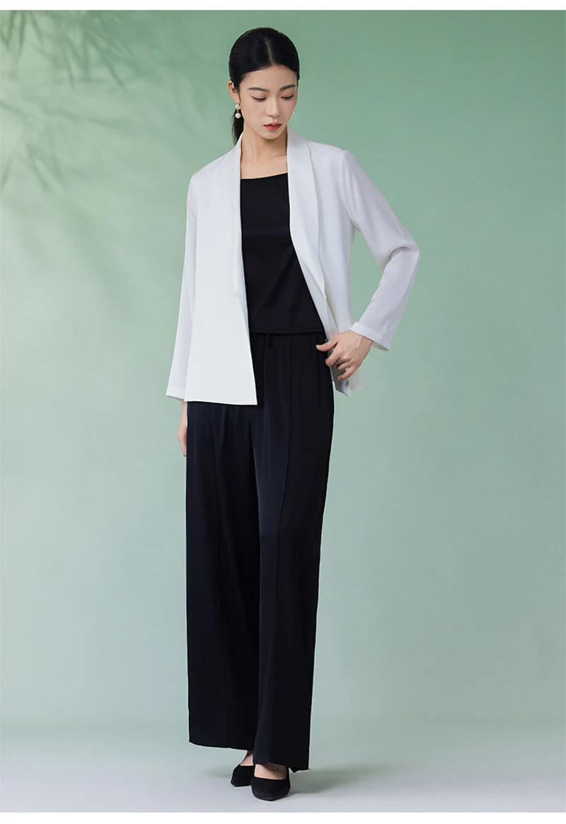 High-end Natural Silk Women's Casual Suit Elegant Noble Light Luxury Business Shirt Soft, Lightweight, Comfortable and Cool
