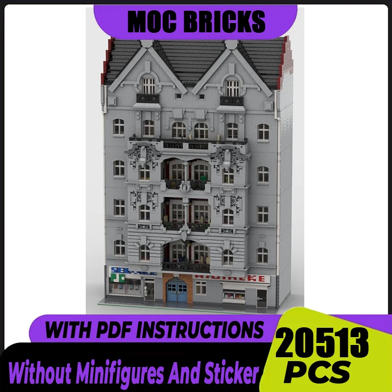 Street View Moc Building Blocks Old Buidling in Berlin Style Model Technology Bricks DIY Assembly Holiday Toy Construction Gifts