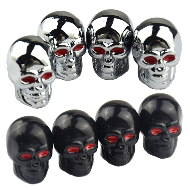 4x Car Tire Skull Anti-rust Air Valve-Caps Wheel Tyre Dust Stems Cover Universal Dropship