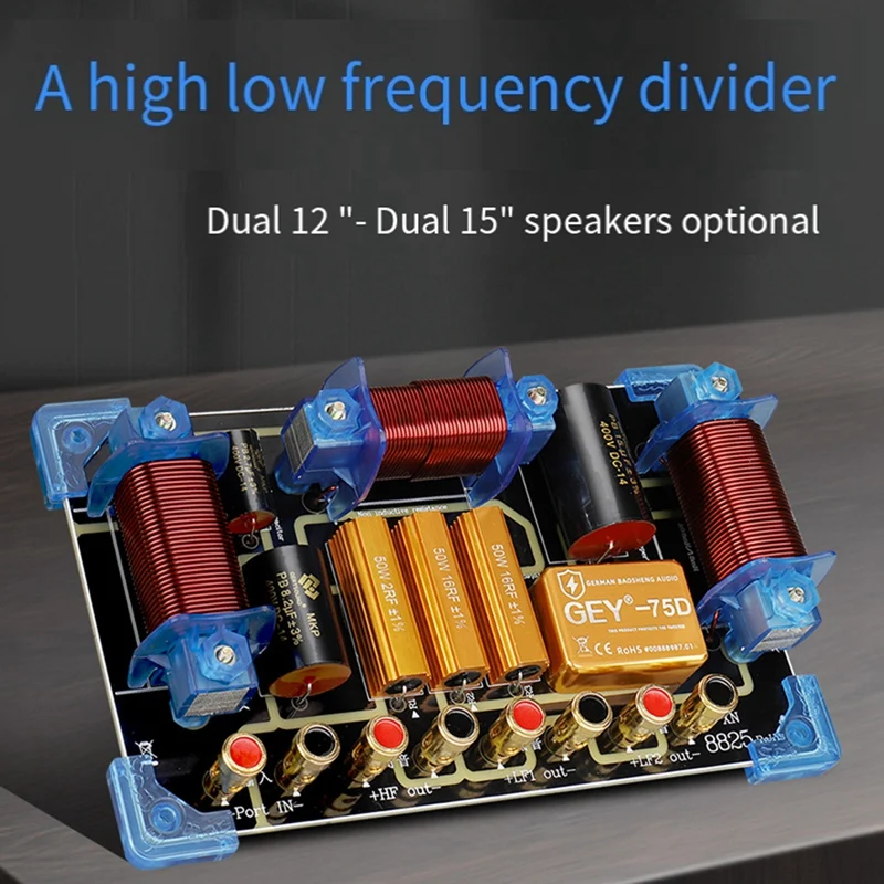 Divisor de frecuencia de Audio de 1800W, cruce de altavoces de 2 vías, 12 y 15 pulgadas, rendimiento de escenario, divisor de frecuencia de alta potencia