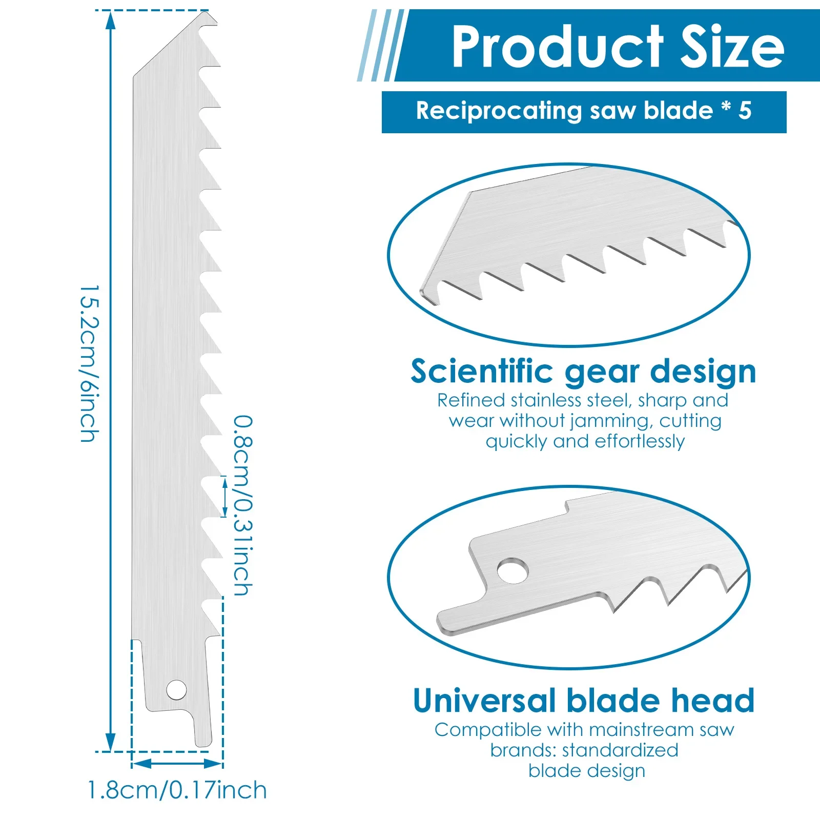 6-Pack 12-Inch Reciprocating Saw Blades – 3 TPI Stainless Steel For Frozen Meat, Bone & Food Cutting