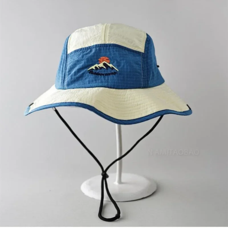 

Retro Japanese Style Outdoor Mountain Hat Women'S Spring Quick Dry Cycling Fisherman Sunscreen Waterproof Bucket Hat With Rope