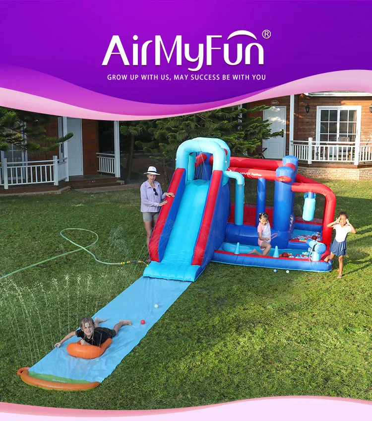 บ้านลมเด็ก ด็อกเตอร์ดอลฟิน พร้อมสไลเดอร์น้ำในตัว ปราสาทลมเด็กเล็ก สนามเด็กเล่นในร่ม ผ้า Oxford