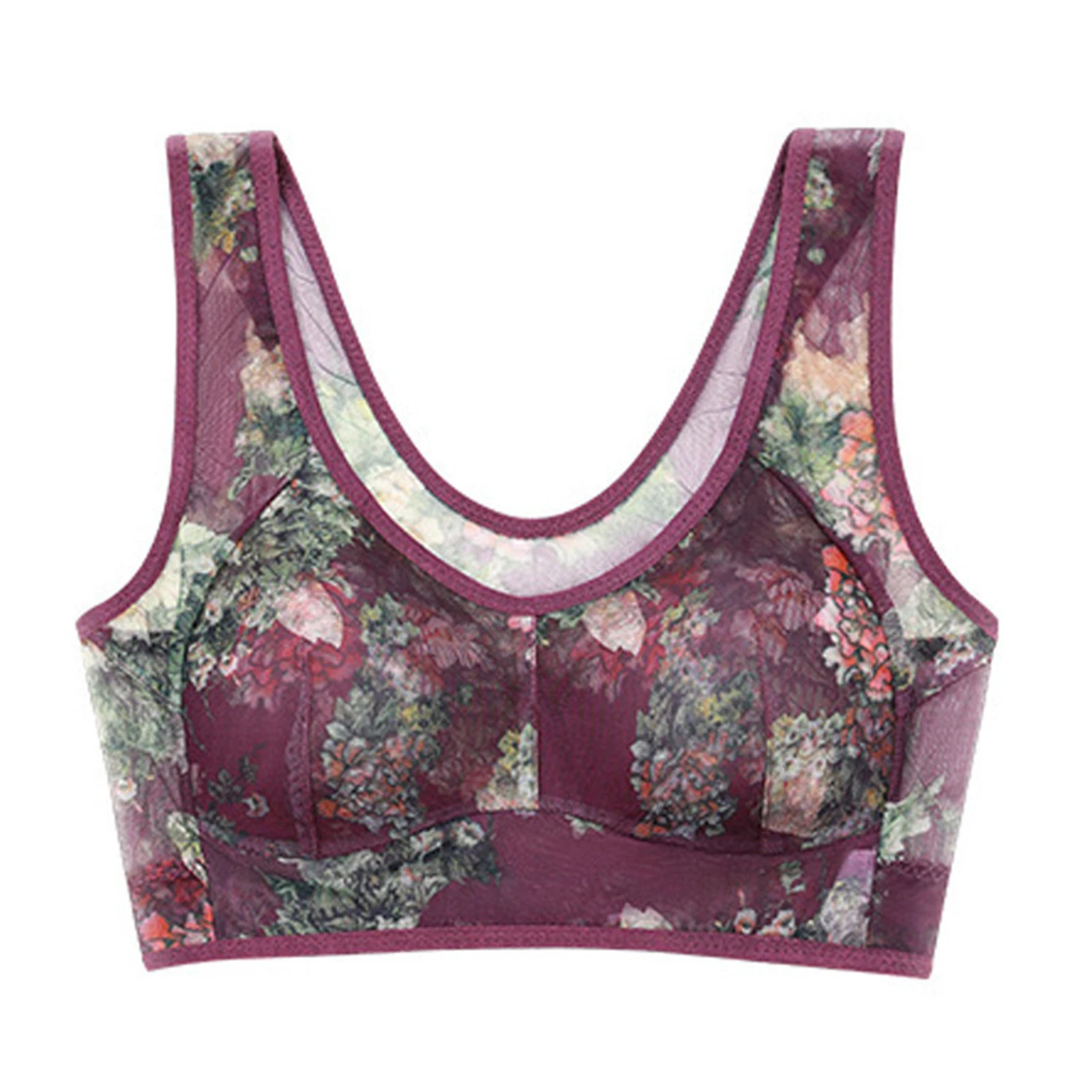 Soutien-gorge sans fil Non rembourré en soie glacée pour femmes, gilet de rassemblement confortable et respirant, Support léger pour grande taille