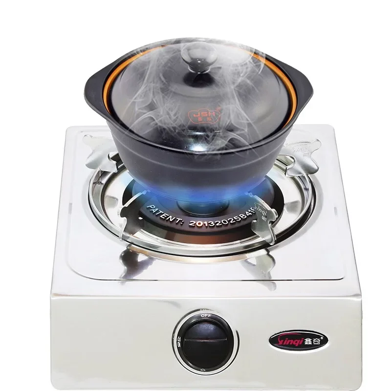 Small Gas Stove Desktop Gas Single Burner  Thickened Stainless Steel Single-Eye Head Household