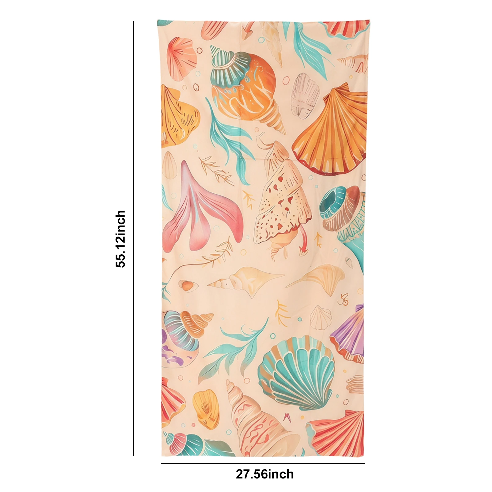 2-in-1 Beach Carry Blanket Backpack Large Size Design Printed Drawstring Bag Soft Absorbent & Quick-Drying for Vacation
