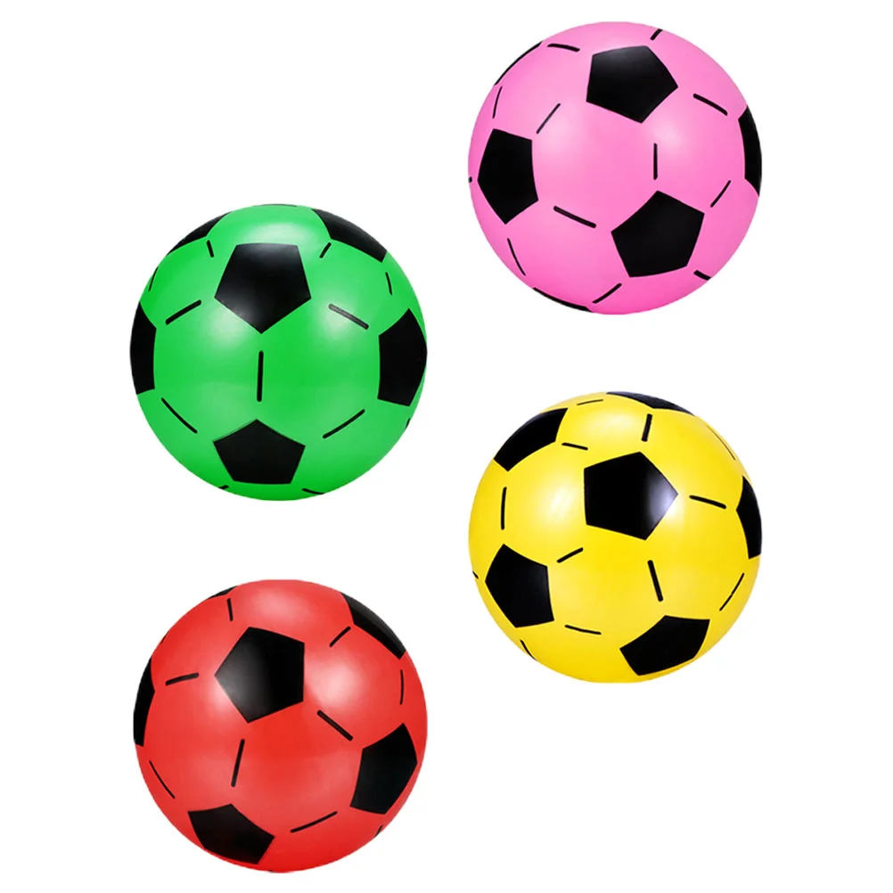 4 Pcs outside Kids Toys Inflatable Ball Footballs Balloon for Soccer Colorful Child Toddler