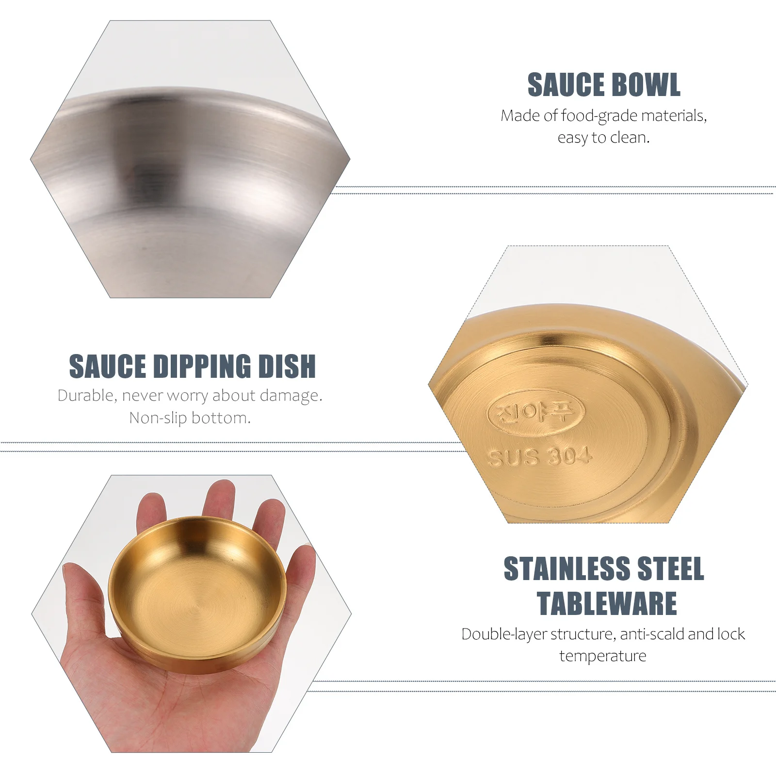 

4pcs Stainless Steel Sauce Dishes 4-Piece Relish Plate Set Dishwasher Safe Appetizer Bowls For Soy Sauce Mustard Dipping Serving