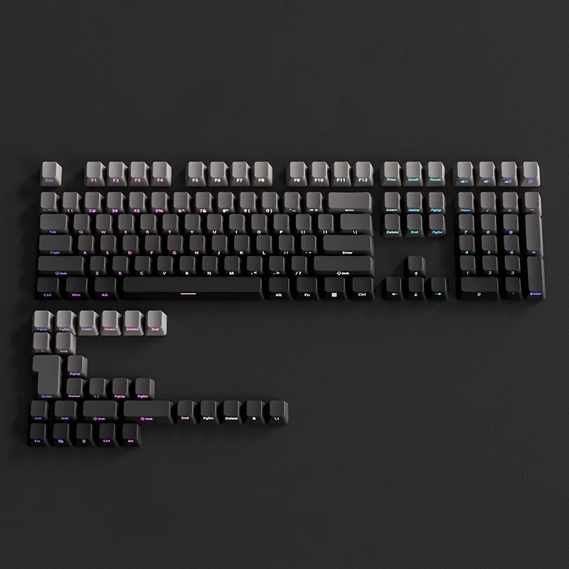 OEM Profile Gradient Side Printed Shine Through Keycaps PBT Double Shot Keycap For Mechanical Gamer Keyboard Black Gray Key Caps