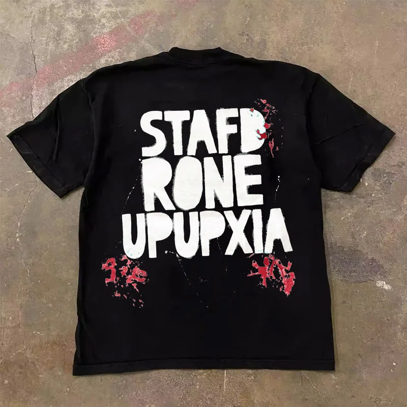 Loose Fit Cotton T-Shirt Unisex Short Sleeve Double Thread UPUPXIA Hero Print Sweat Absorbent round Neck Casual Summer Top