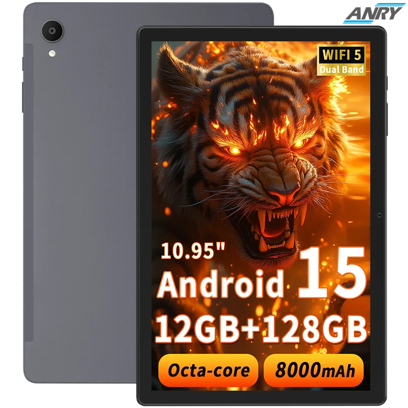 Tableta Android 15 de 10,95 pulgadas, Octa-Core, 12GB RAM 128GB 8000mAh, con Wi-Fi 6, OTG, tableta rápida y portátil para trabajo y entretenimiento