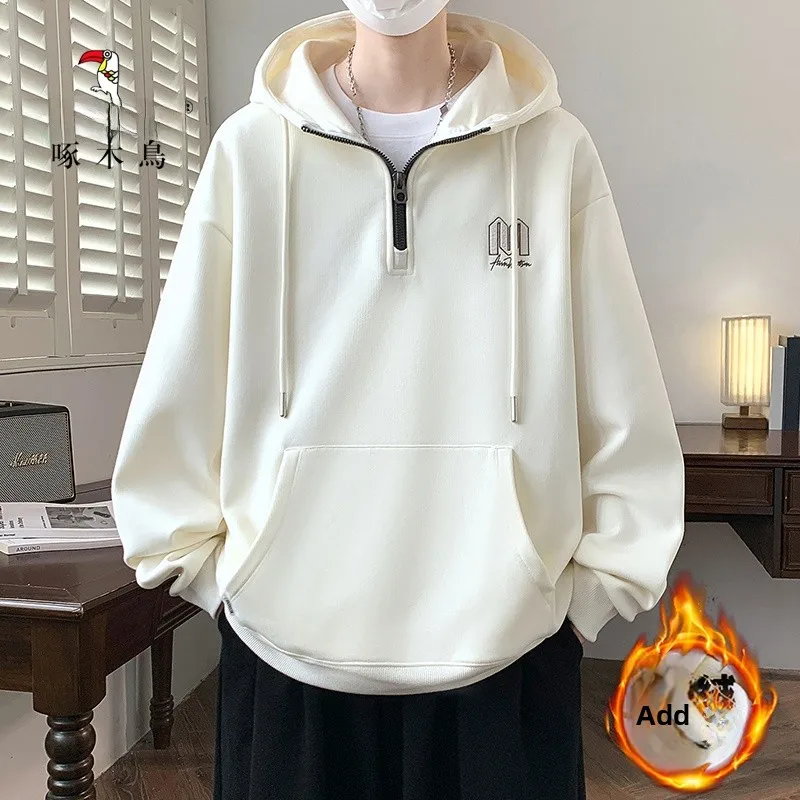 

Мужская толстовка TUCANO Woodpeer с капюшоном, утепленная флисом, на молнии, осенне-зимняя, повседневная, универсальная, свободного кроя, молодежная, модная