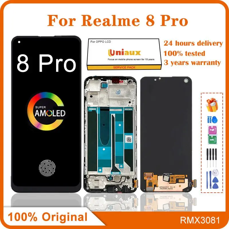 

6.4" Original AMOLED / TFT For OPPO Realme 8 Pro RMX3081 LCD Display Touch Screen Digitizer Assembly For Realme 8Pro LCD Screen