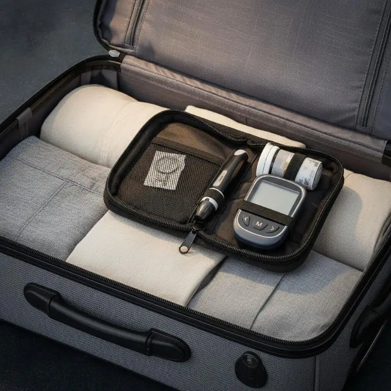 Blood Glucose Meter Storage Bag Durable Polyester Diabetes Supplies Organizer for Home Daily Use Travel Carry