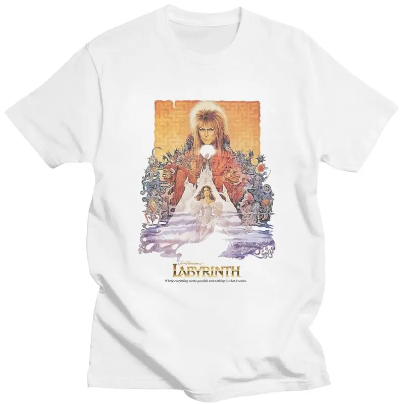 Custom Labyrinth Jareth The Goblin King Tshirts for Men Short Sleeve T Shirt Slim Fit Pure Cotton Tee Gift