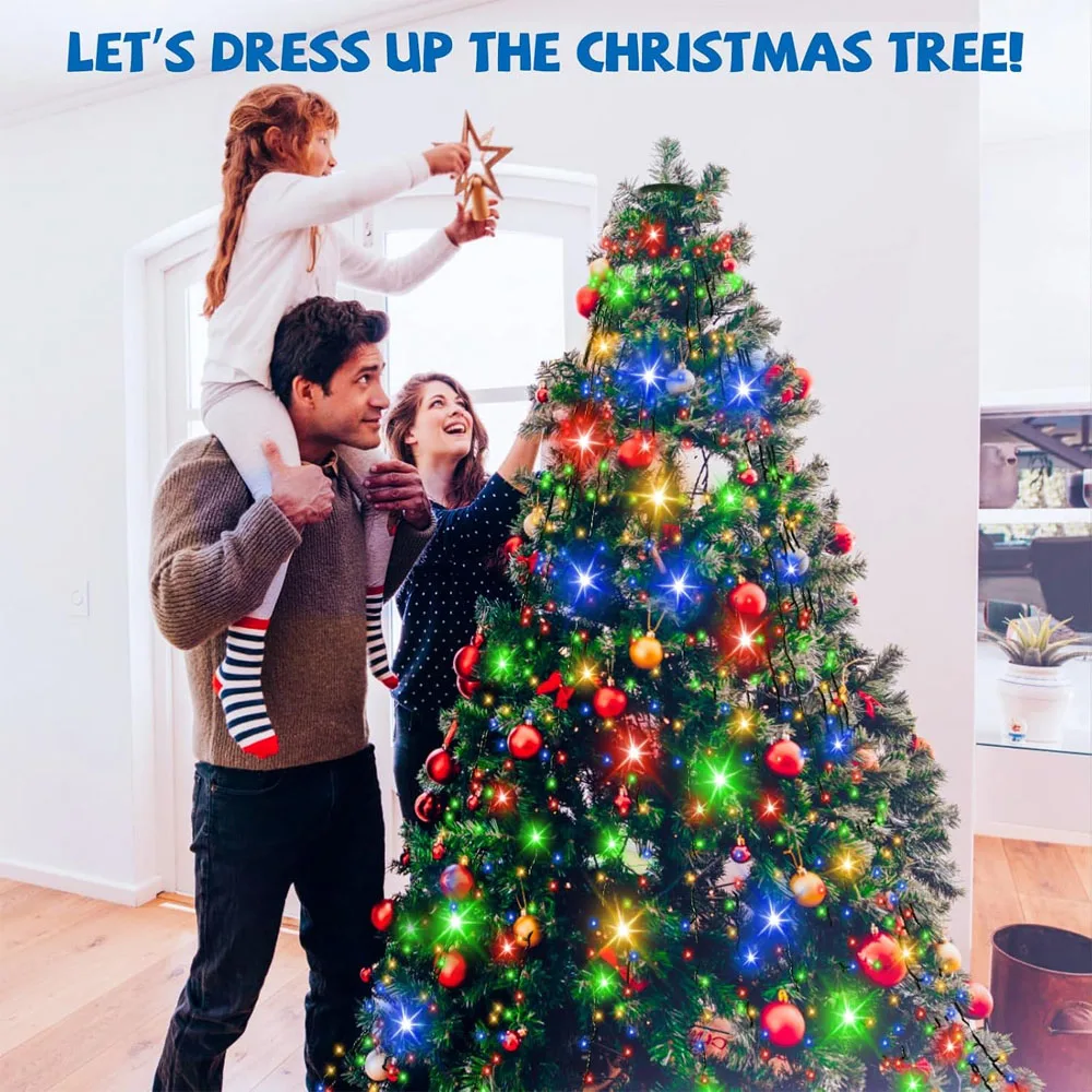 Smart Christmas Tree Lights RGB Multicolor Fairy Lights Bluetooth App Control DIY Pattern Music Sync for Christmas Tree Decor