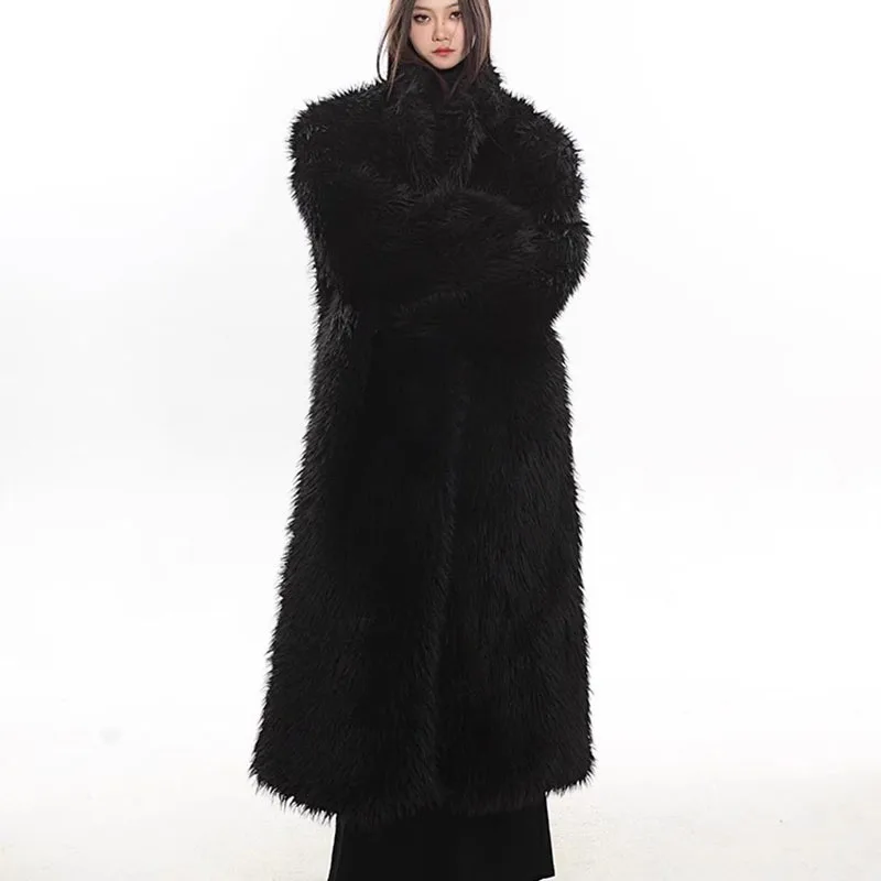 Casaco de pele de alta qualidade imitando pele de raposa elegante casaco engrossado 2025 novo temperamento inverno casaco de pele feminino h609