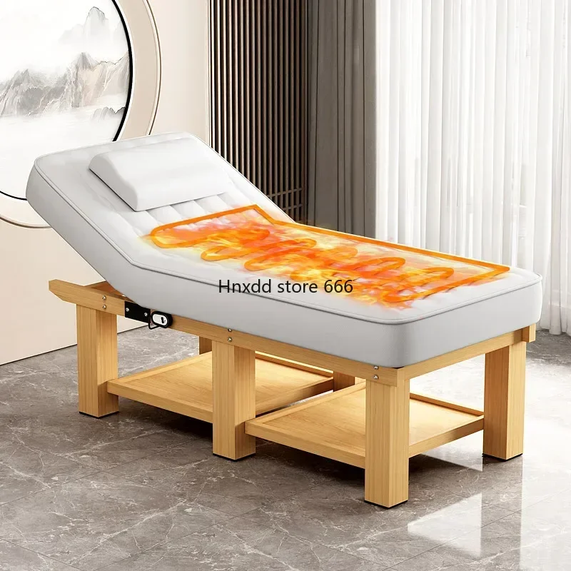 Electric Lifting Solid Wood Latex Facial Bed Beauty Salon Special Constant Temperature Heating