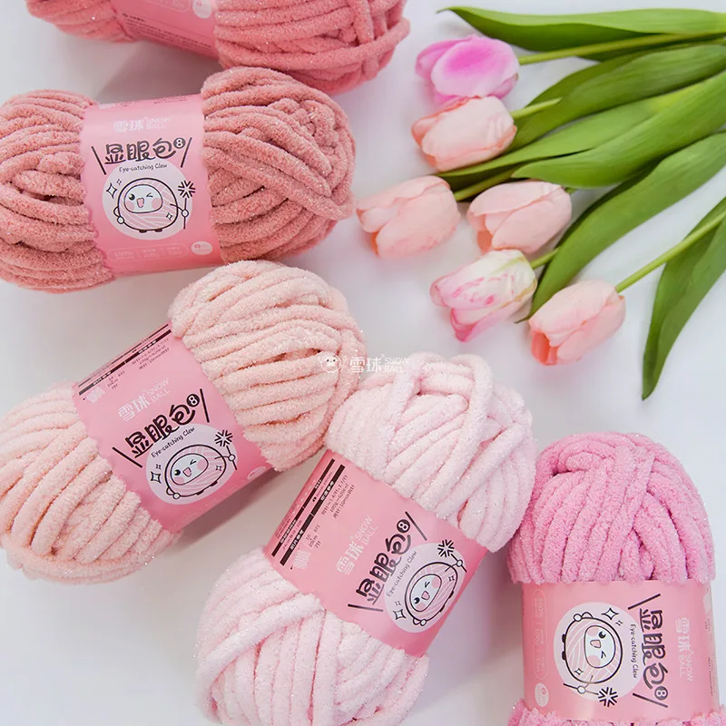 10mm Thick Shiny Silk Chenille Yarn, Hand Woven Scarf, Blanket, Doll, Slipper Crochet Thread, 100g 32m Knitting Wool Yarn Bulk