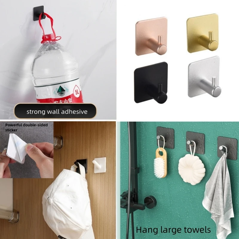 Adhesive Wall Hooks Towel Holder Door Key Cloth Coat Bathroom Robe Hanger Kitchen Hardware Rack Bag Hook Organizer For Hanging