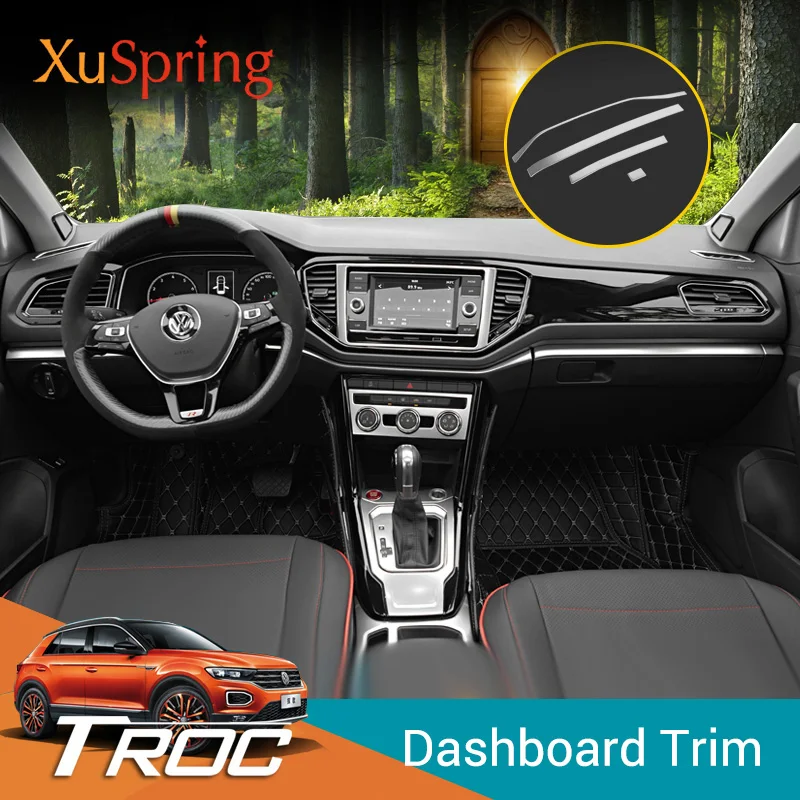 Car Center Control Edge Trim Console Strips Stickers Cover Interior  Styling For VW T-Roc 2017 2018 2019 2020 2021 2022