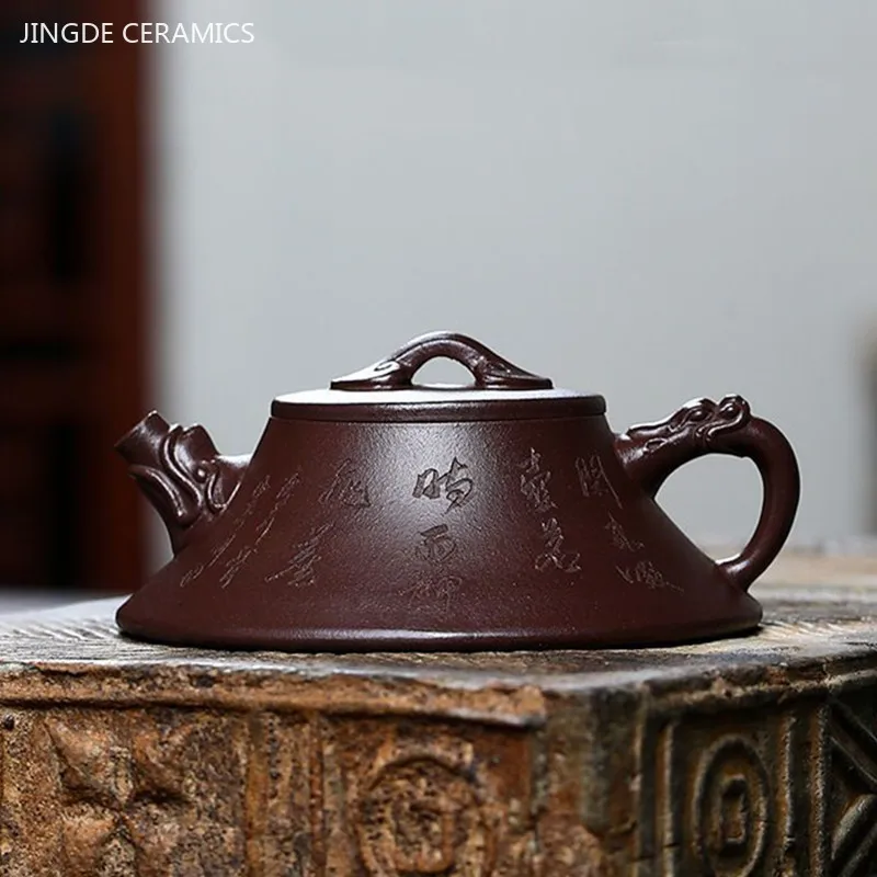 140ml Antique Yixing Purple Clay Tea Pot Raw Ore Zhu Mud Stone Scoop Teapot Chinese Beauty Filter Tea Infuser Zisha Teaware