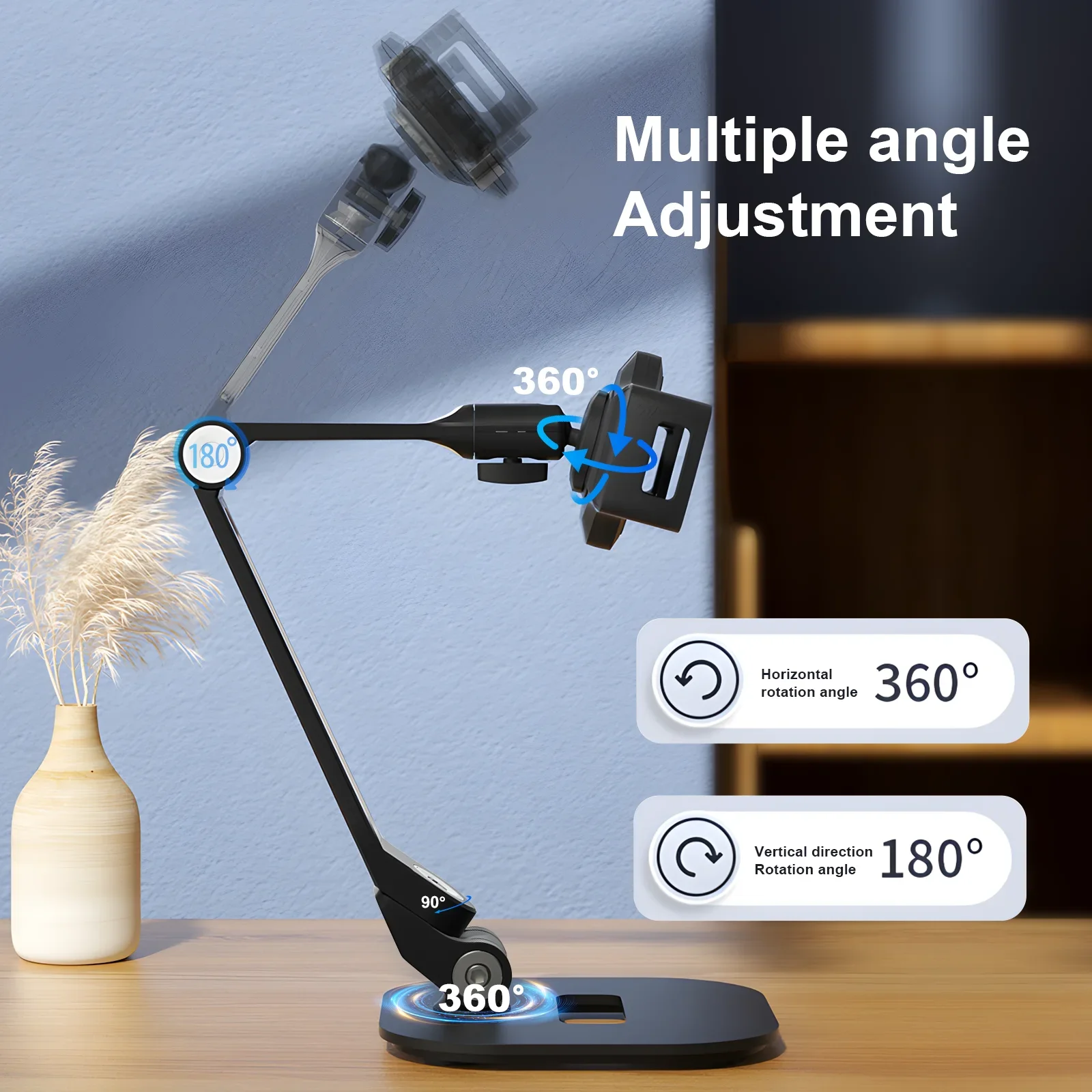 Unew Foldable Stand with Clamp, Stable, Multi Angle 360 Rotating, Portable, For iPad & Mini Pad, Tablet Stand,4.7-12.9 inches, 1