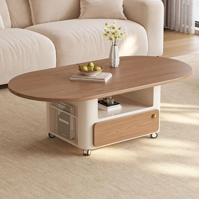 

French medieval style solid wood coffee table oval living room household