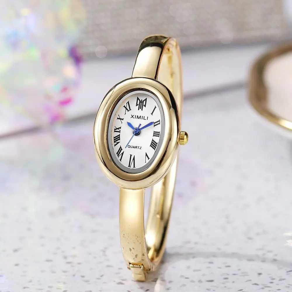New Oval Dial Bracelet Watch Hidden Buckle Design Luxury Quartz Watch Gift Elegant Wristwatch for Women