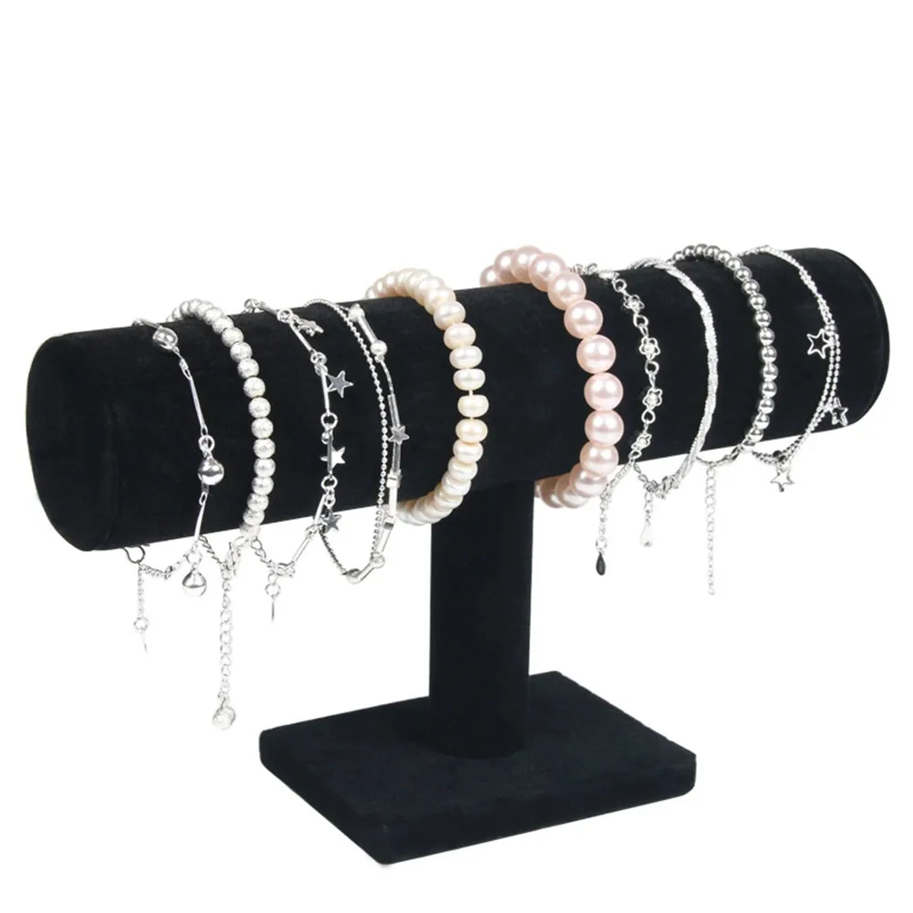 Portable Velvet/PU Leather Bracelet Bangle Necklace Holder Black Flannelette Cloth Material Seems Elegant And Beautiful.