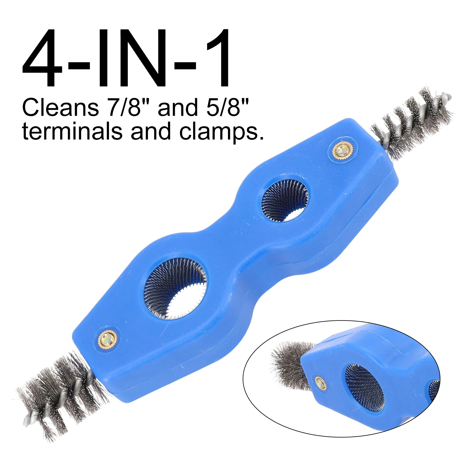 4 In 1 Car Auto Truck Battery Brush Tool For 7/8inch 5/8inch Terminals Clamps Cleaner Rust Copper Removal Cleaning Brush