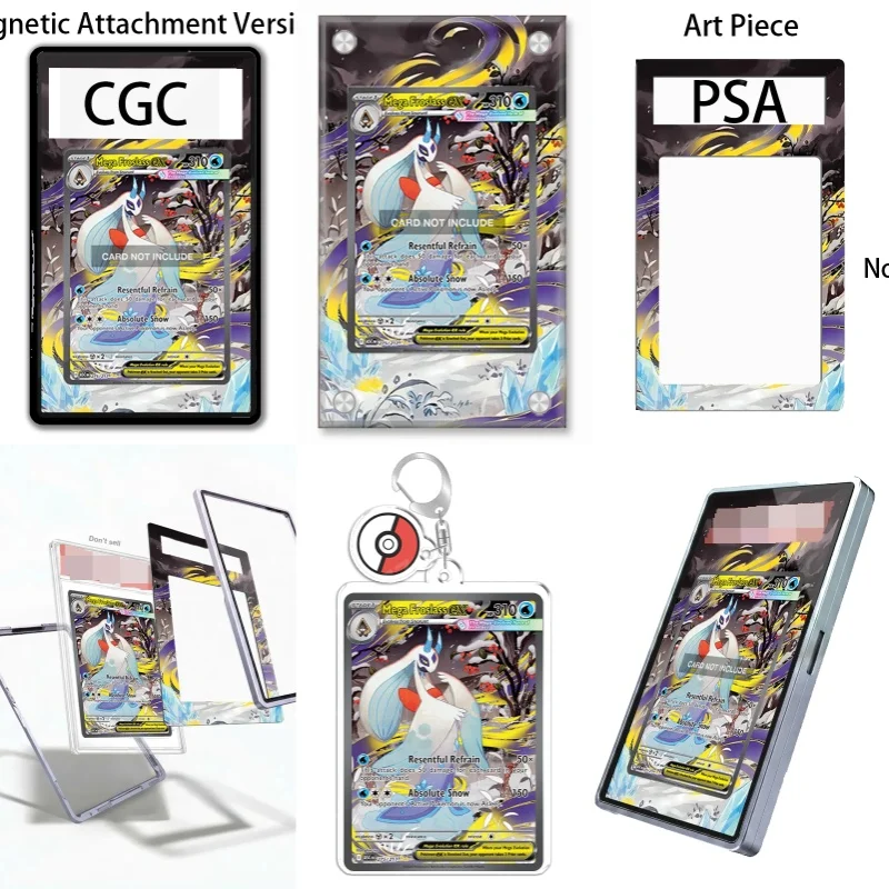Art Display for Pokemon Scarlet Violet Mega Froslass Ex Anime Expand Art Fans Gift Recyclable Acrylic Protective Case Keychain