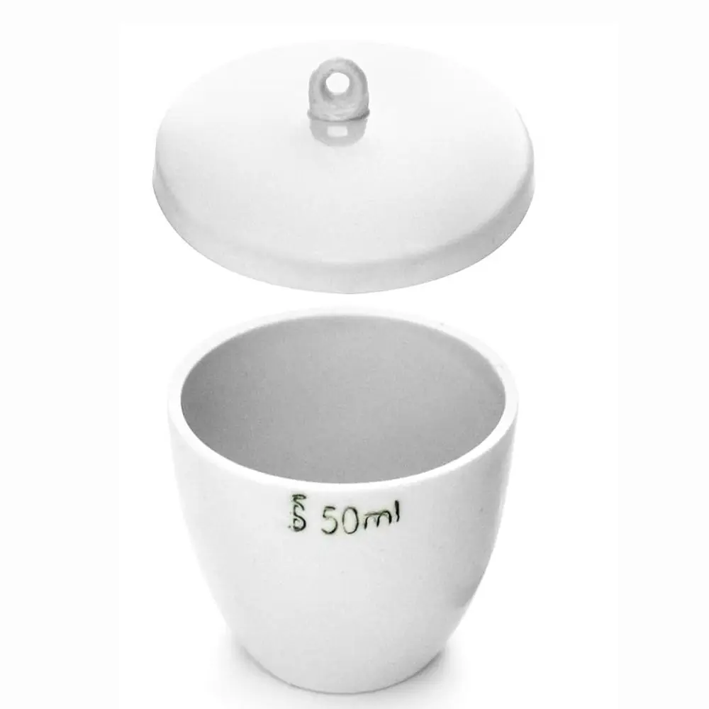 

New With Lid Lab Porcelain Crucible 50ml Capacity Smooth Surface Ceramic Crucible White School Labratory Experiment