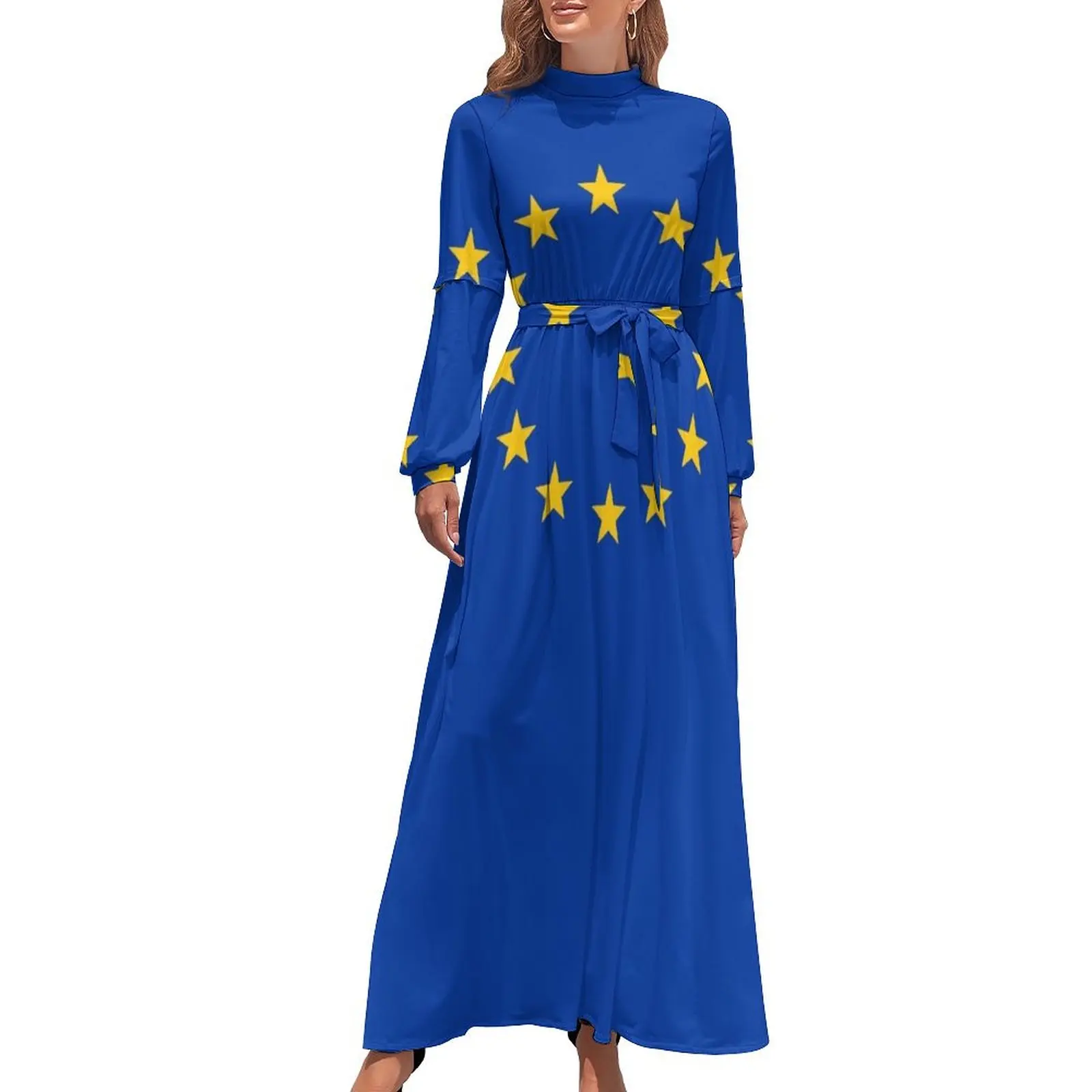 

EU Europe Flag Long Dress summer dresses women 2024 Women's summer long dress evening dress ladies dresses ladies 2024 summer
