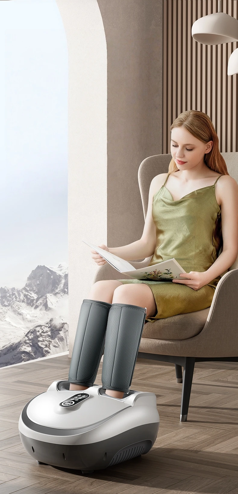 Foot and Calf Massager, 3 in 1 Heat Air Compression Shiatsu Massage Machine, Recovery Therapy Device