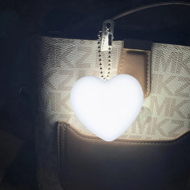 1PCS KeyChain bag charms Touch Activated Heart LED Light Handbag Lamp Purse Star Shaped Light  Women Purse keychain accessories