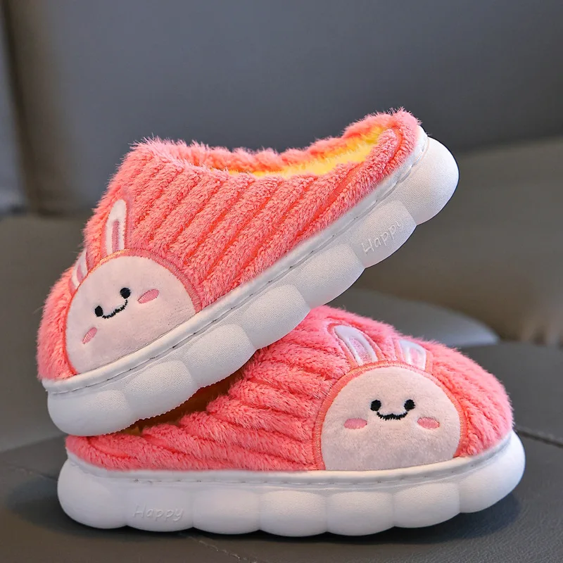 

New winter children's cotton shoes cute cartoon rabbit indoor non-slip warm padded and thickened home cotton slippers