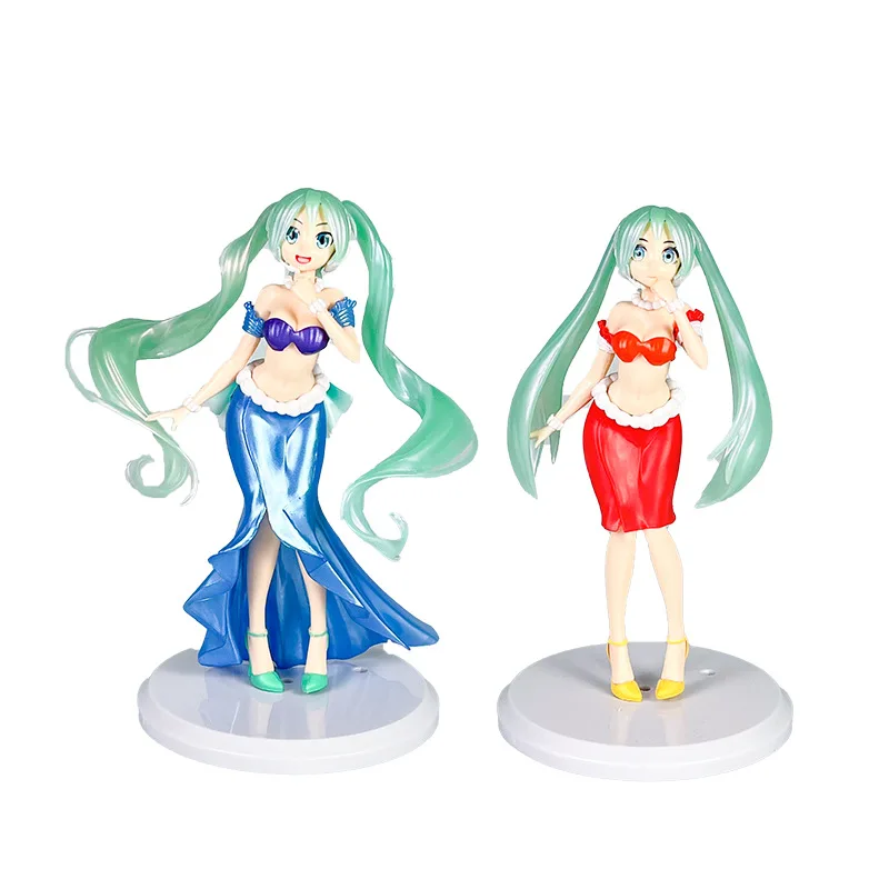 Nuevo 20cm Hatsune Miku figuras de Chica de Anime traje de baño sirena Miku adorno figuritas muñeca modelo coche decoración niños juguetes Fans regalo