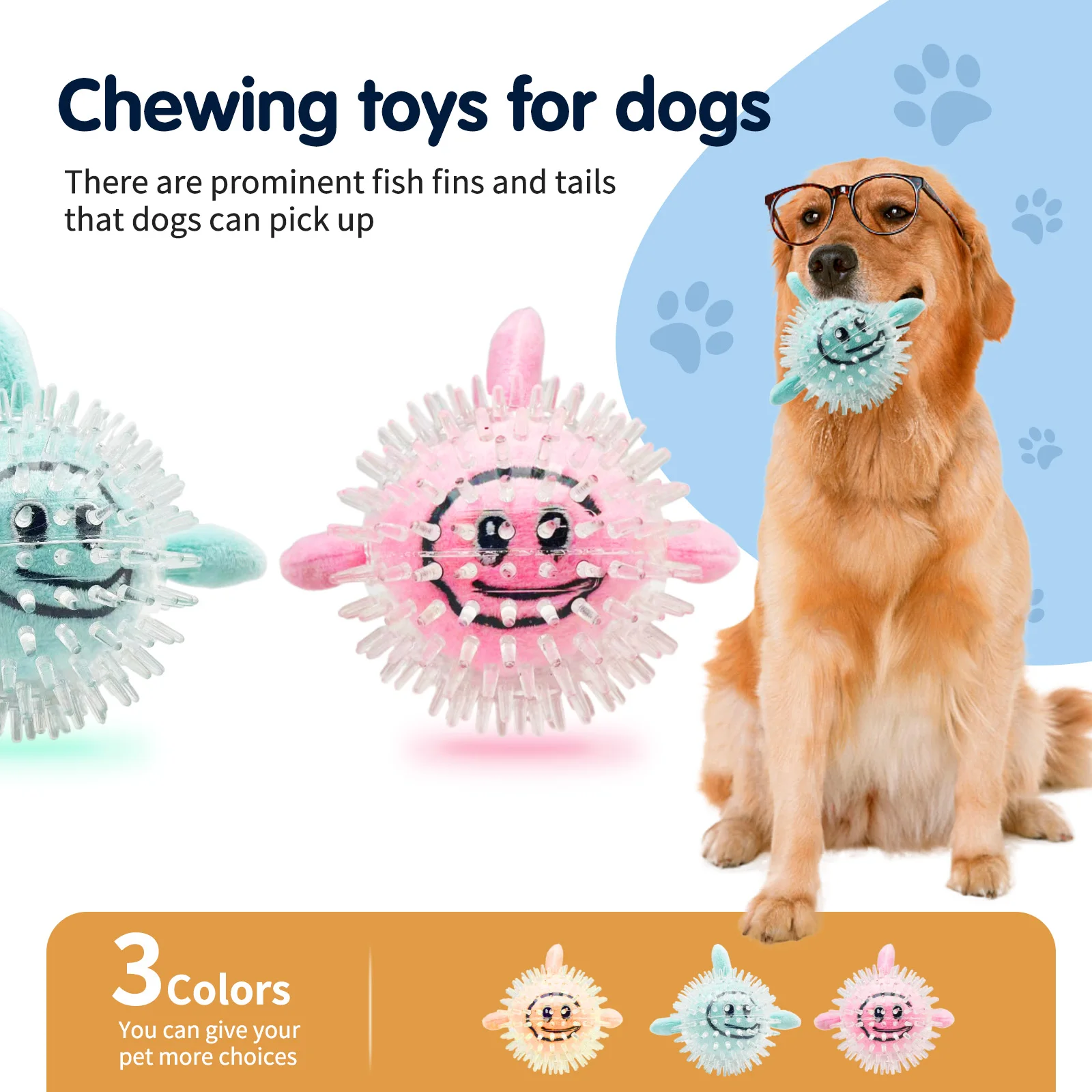 Rubber plush clown fish bone ball bite resistant to boredom to accompany large and small dogs