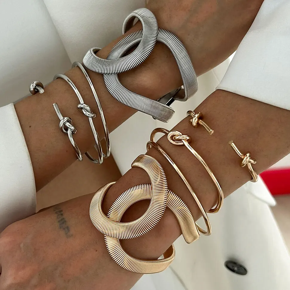 

PuRui Exaggerated Punk Hip-hop Heavy Metal Opening Adjustable Bangle for Women Vintage Bangle Jewelry Accessories 2025 New Gift