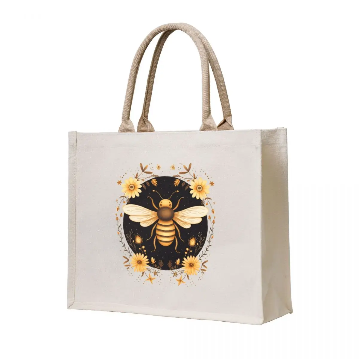

Honey Moon - Bee and Floral Design Tote Bag eco bag folding tote bag men tote bags men