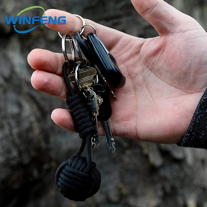 Self Defense Lanyard Monkey Fist Keychain Outdoor Security Protection Defensa Personal Steel Ball Women Survival Weapon