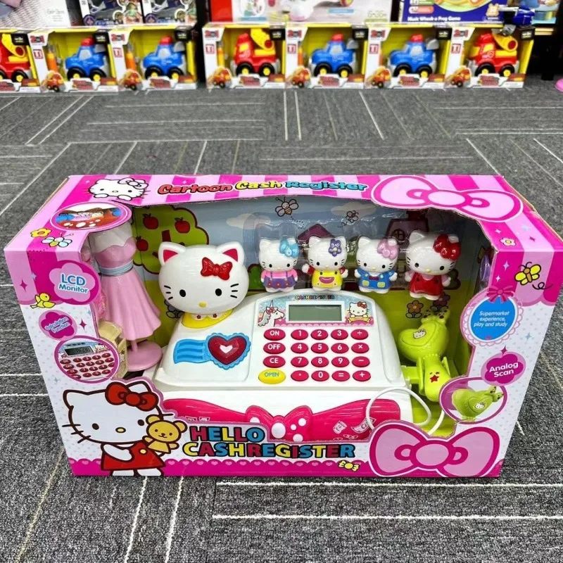 New cute Hello Kitty anime cartoon kawaii simulation cash register clothing store children's play house toys gifts wholesale